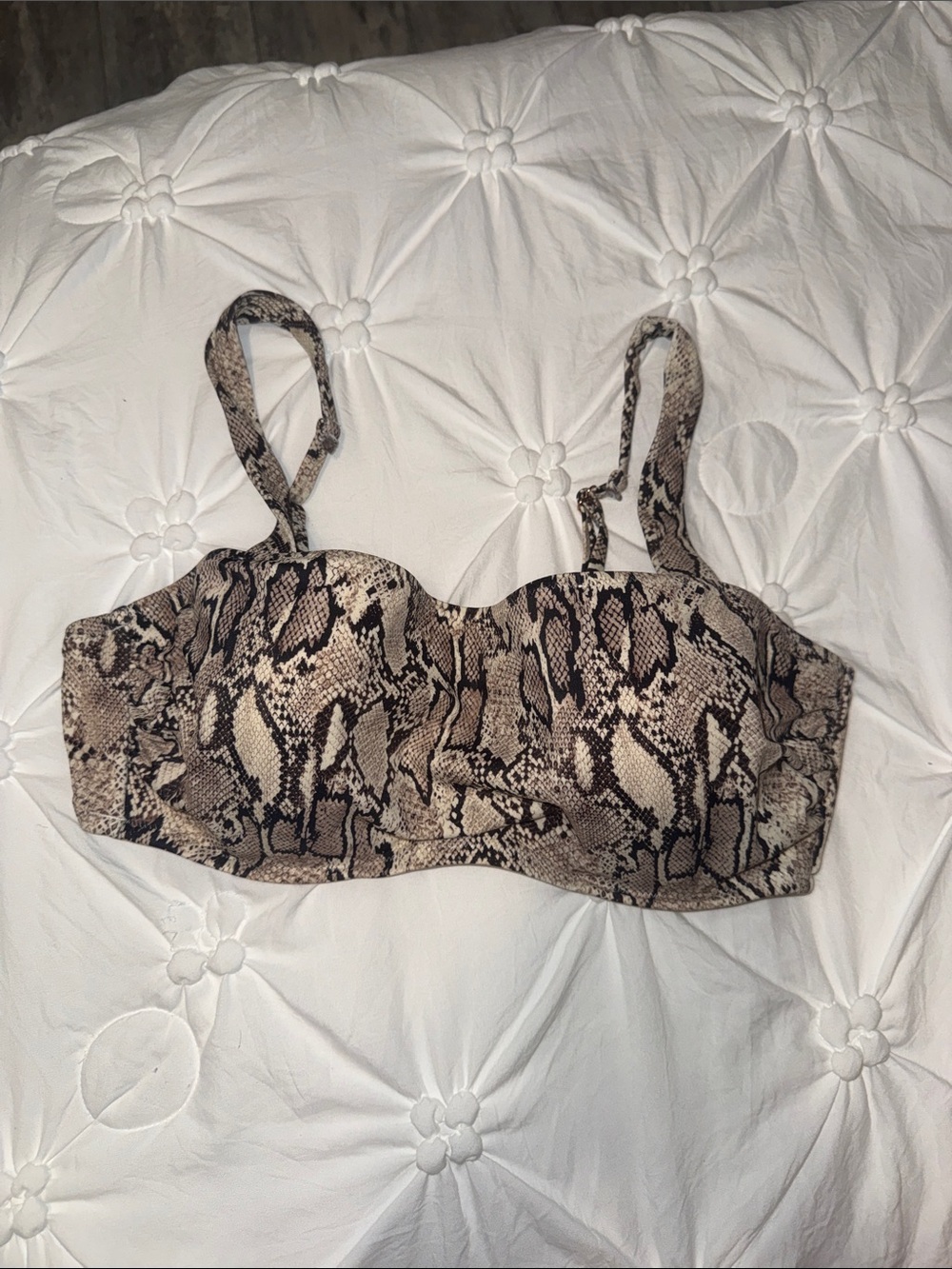 Shade & Shore Snake-Print Bra Top in Taupe and Black